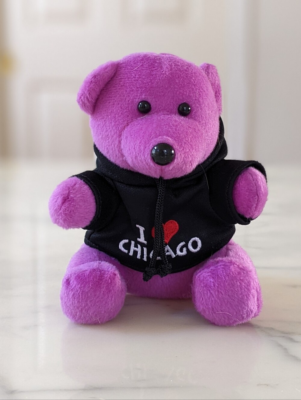 NWT. Purple Plush Bear with 'I ♥ Chicago' Black Hoodie Top.